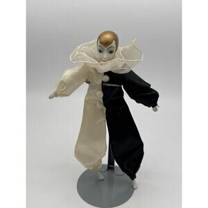 Vintage Russ Harlequin Clown Doll Porcelain 12” Pierrot Taiwan